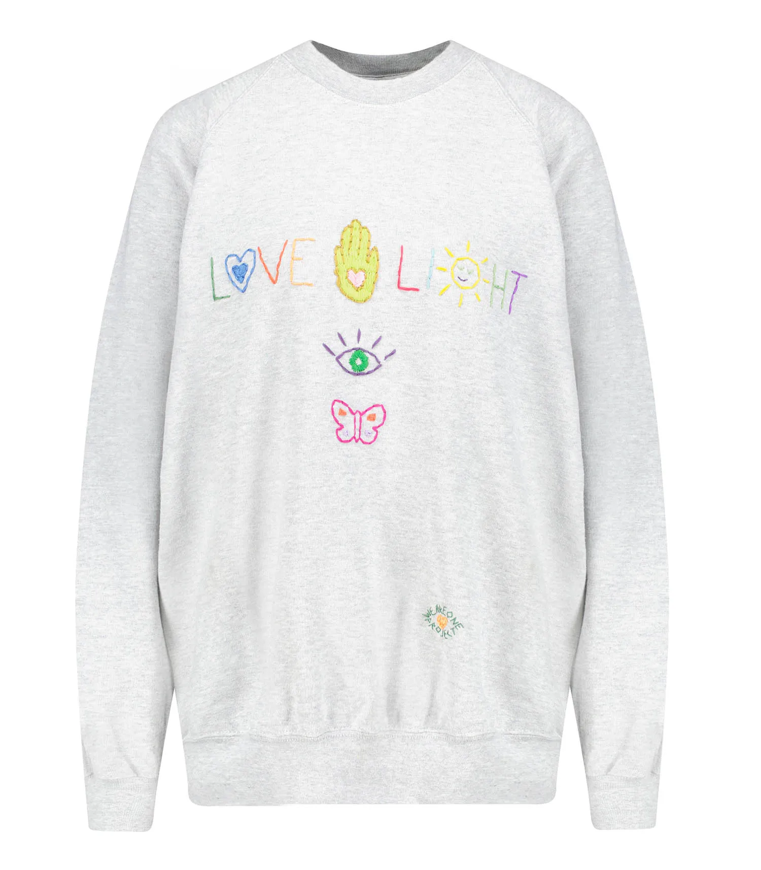 Sweat-shirt Vintage Brodé Love Light Gris We Are One Project - Jane de Boy