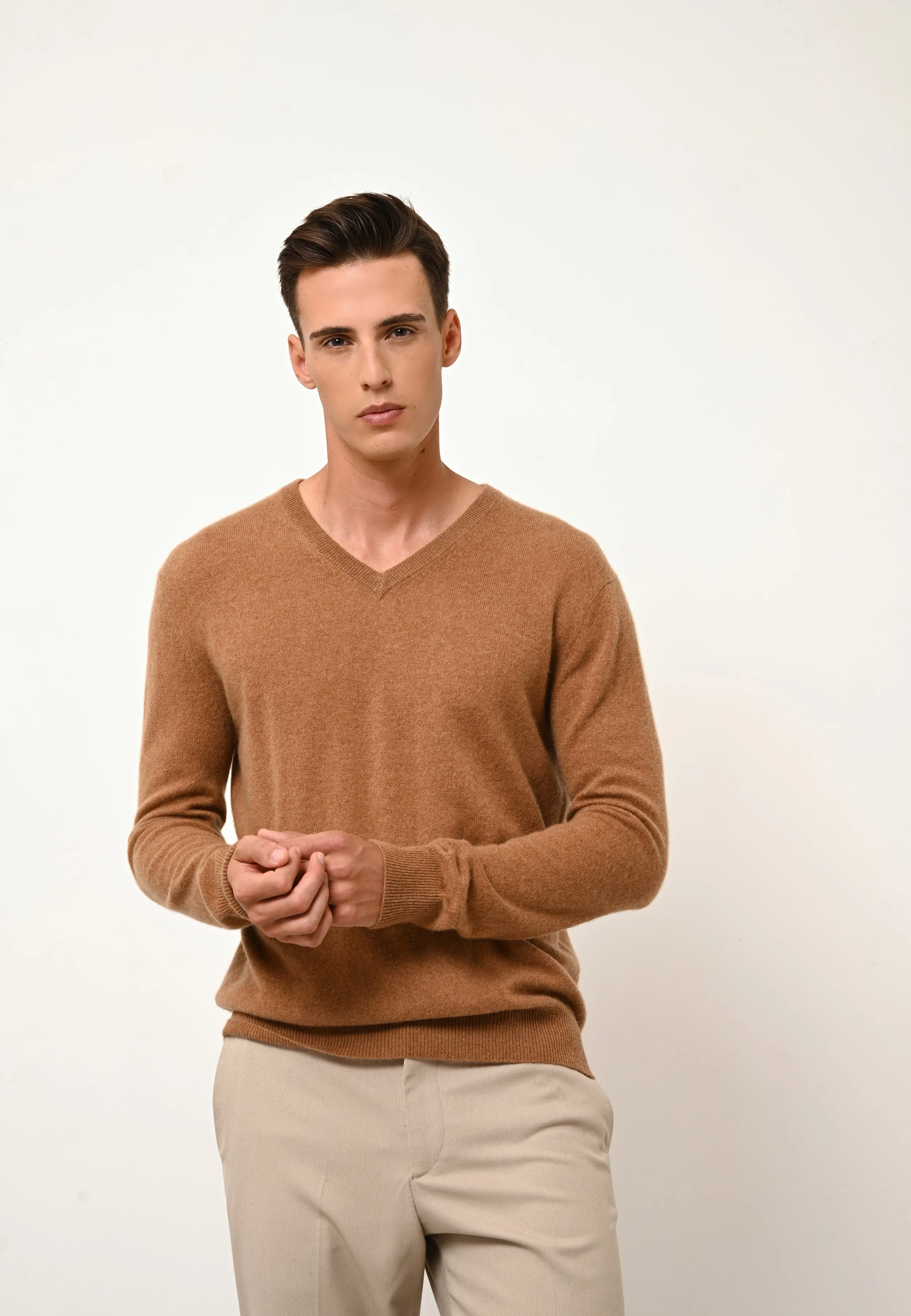 WALT pull col v noisette